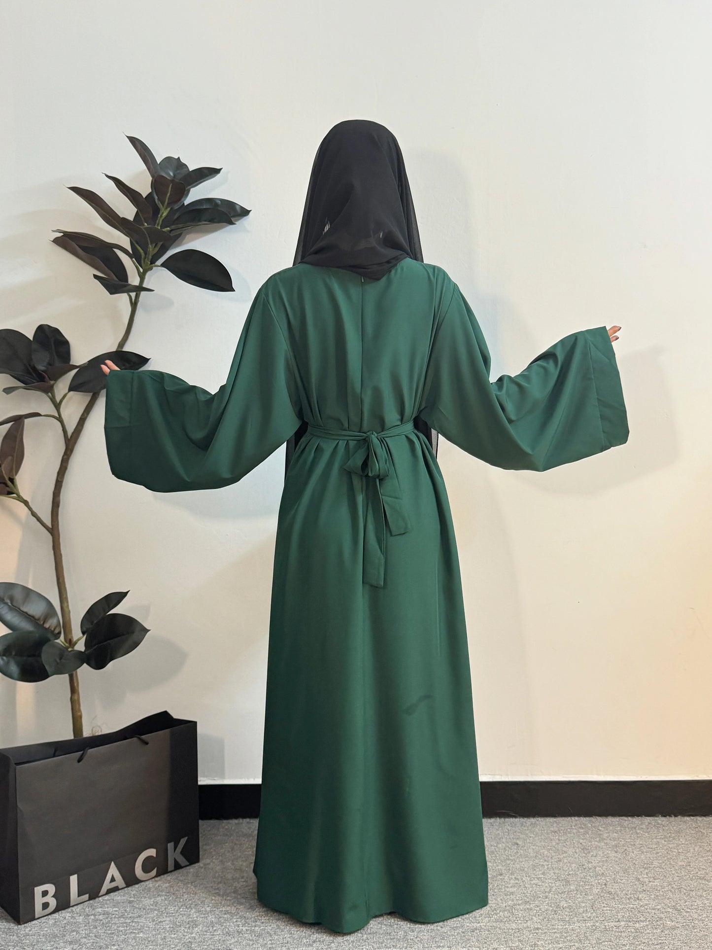 Muslim Abaya Women Kaftan Long Maxi Prayer Dress with Belt Full Sleeve.