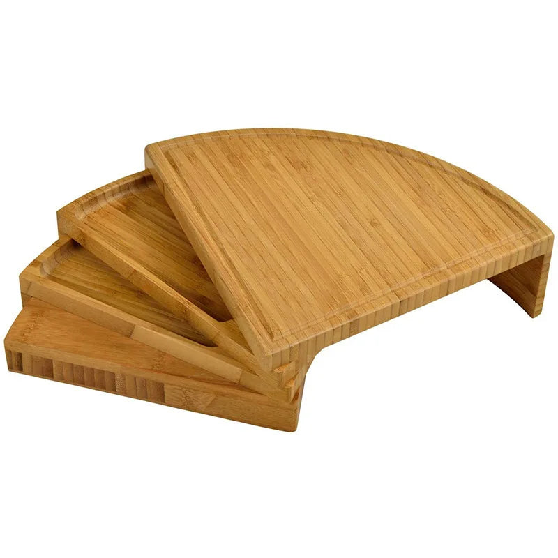 Bamboo Cheese Plate Cutting Board Pull-Out Scalloped Deli Board Assortment Snack Platter.