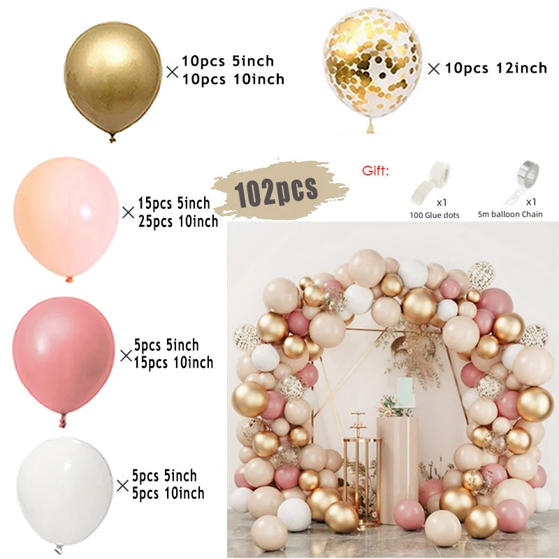 Erröten Retro Rosa Elfenbein Weiß Luftballons Girlande Bogen Kit für Geburtstag Party Hochzeit Baby Dusche Dekorationen Party Ballon Liefert