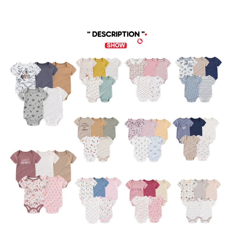 5 Teile/los Vier Jahreszeiten Mode Cartoon Kurzarm Baby Junge Mädchen Bodys Weiche Neugeborenen Onesies Kleidung.