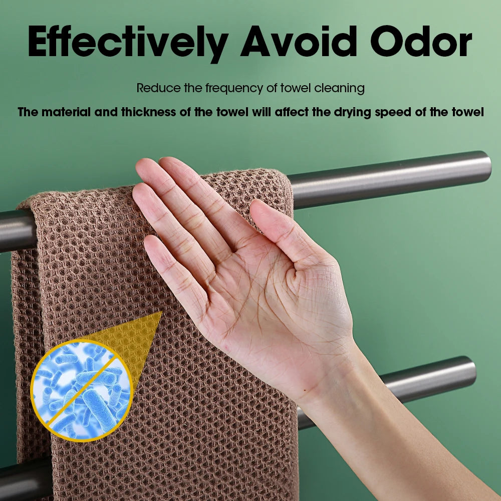 Bathroom Electric Heated Towel Rail Warmer Digital Display Temperature Time Control Smart Home Concealed Bar 304 Stainless Steel.