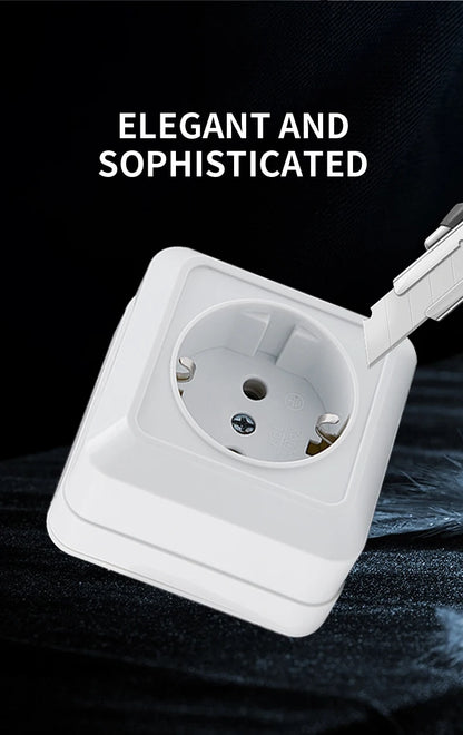 WESA Weiße Wandsteckdose, EU-Standard, Steckdose, Boden, Vintage-Oberfläche, Steckdose, Stecker, flammhemmender Kunststoff.