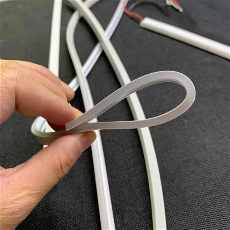 4/6/8/10mm Narrow LED Neon Silicone Tube Rope Lamp Recessed DC12V Flexible Waterproof Diffuser Cabinet Closet Ribbon Strip Light.