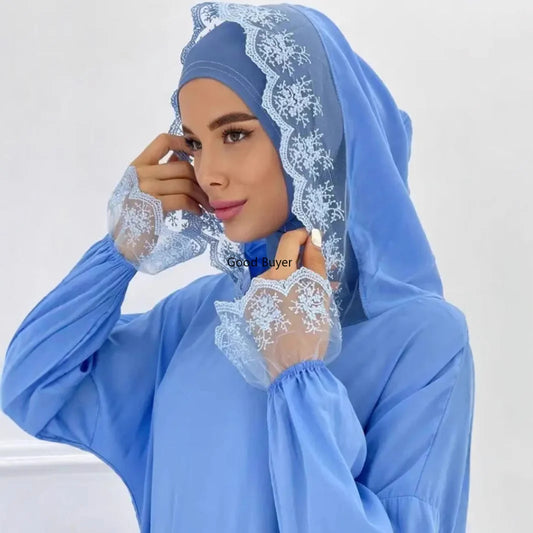 2025 Latest Lace Hoodie Soft And Comfortable jilbab One Piece Long Robe Prayer Abaya Jilbab Nikab Abaya Muslim Dress for Women.