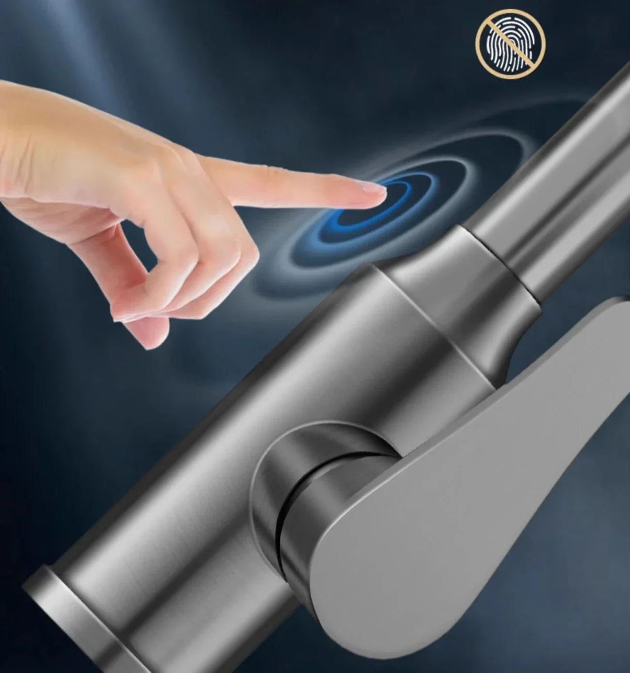 Kitchen Faucets Fine copper gun gray kitchen sink pull-out faucet household sink washbasin rotating hot and cold faucet