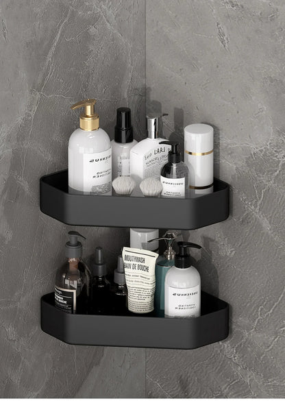 Bad Regal Küche Lagerung Organizer Aluminium Legierung Shampoo Rack Dusche Regal Bad Zubehör Kein Bohrer Regal