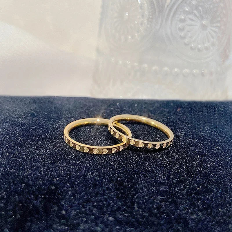 Meetvii Simple Love K-gold Color Titanium Steel Rings for Women Men Thin 2.2mm Width Couple Rings Unique Jewelry.