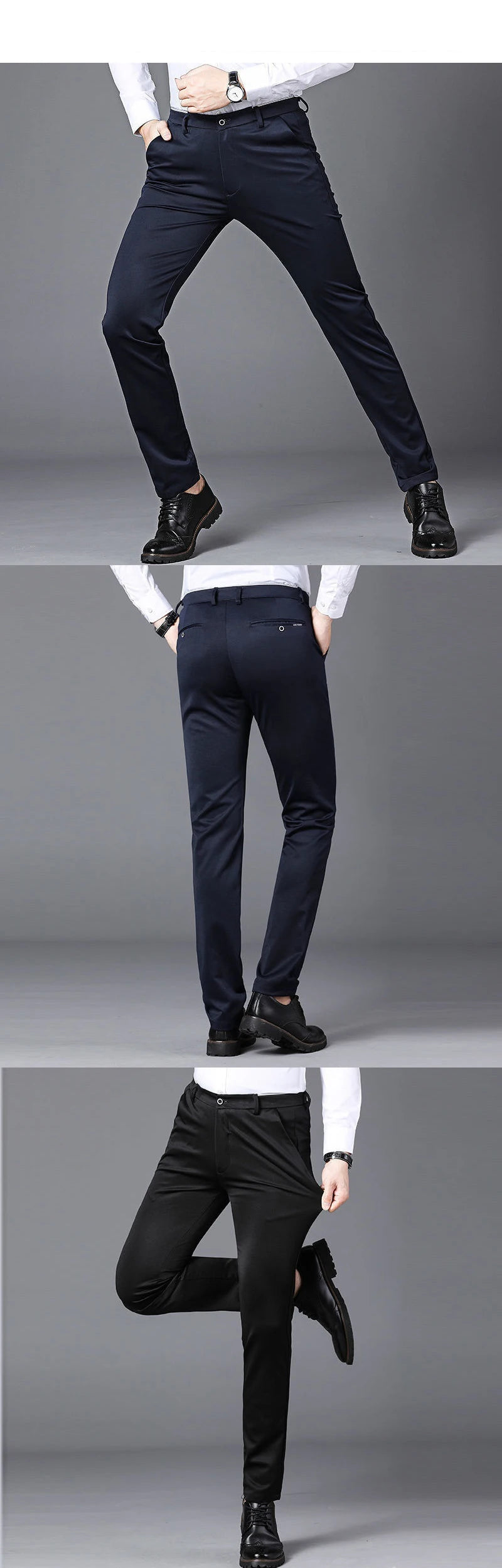 Men's Summer Fashion Business Casual Long Pants Suit Pants Male Elastic Straight Formal Trousers Plus Big Size 28-40.