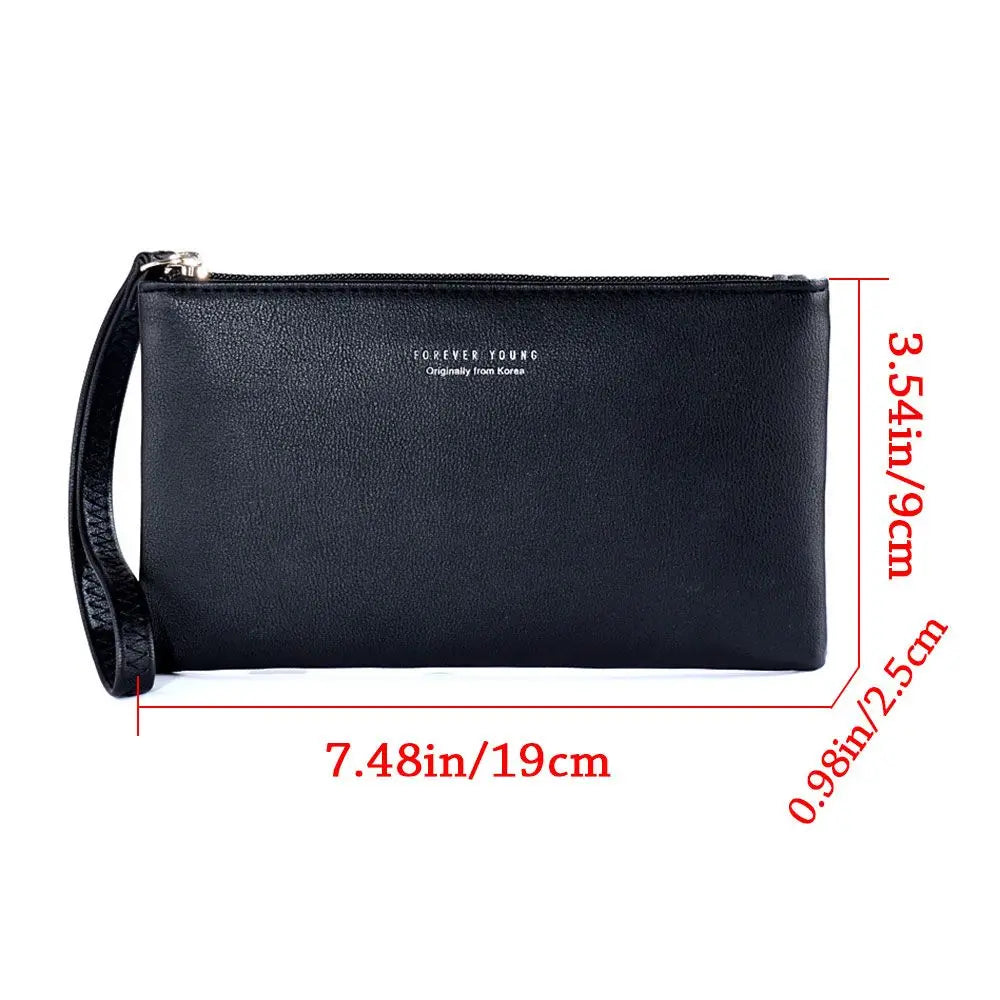 Women PU Leather Zip Coin Bag Wallet Long Purse Pouches.