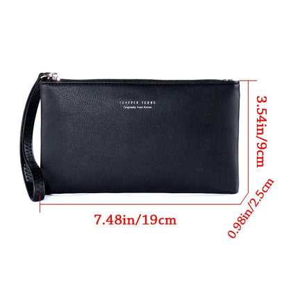 Women PU Leather Zip Coin Bag Wallet Long Purse Pouches.
