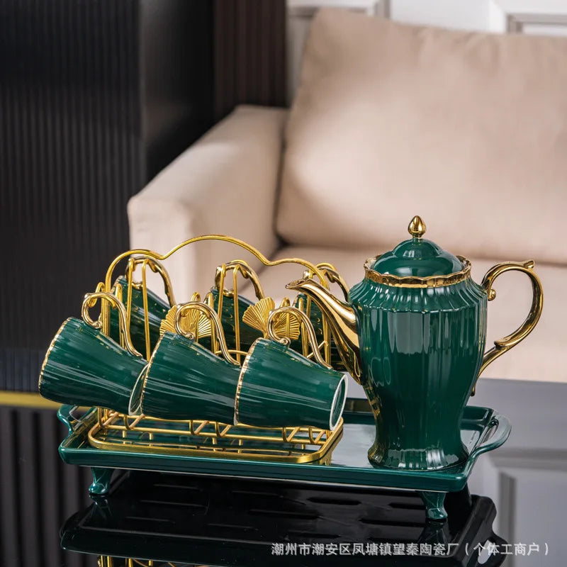 New high-value European ceramic coffee set, color glaze, high-end Phnom Penh coffee cup saucer, afternoon tea set.