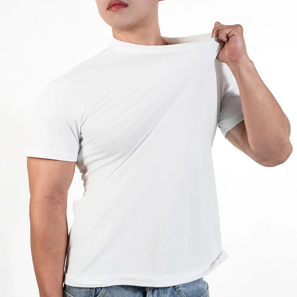 3pcs Mens Plain T-Shirt Casual 100% Cotton Slim Fit Short Sleeve Fitness Top Gym Clothes Soft Male White Black Big Size T Shirt.