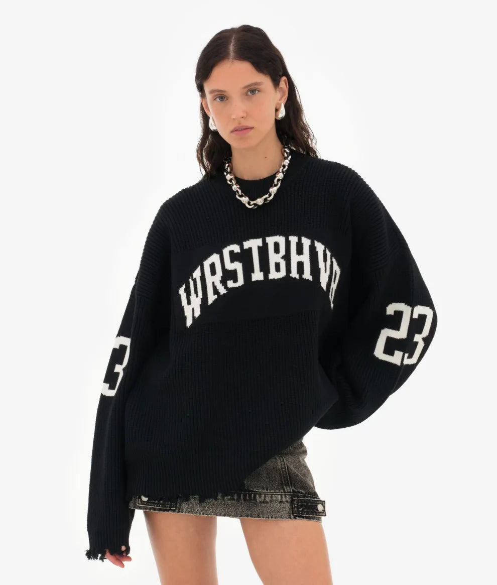 Trendy Lose Brief Jacquard Gestrickte Pullover frauen 2025, Herbst Neue Highstreet Grau Schwarz Weichen Pullover Hottie Vielseitige Stücke.