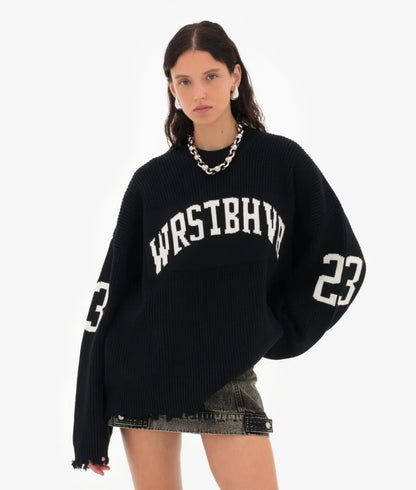Trendy Lose Brief Jacquard Gestrickte Pullover frauen 2025, Herbst Neue Highstreet Grau Schwarz Weichen Pullover Hottie Vielseitige Stücke.