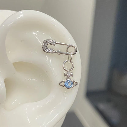 1PCS Pink Zircon Cross 316L Stainless Steel Annular Ear Bone Nail New Fashion U-shaped Earrings for Women Y2K Punk Jewelry.