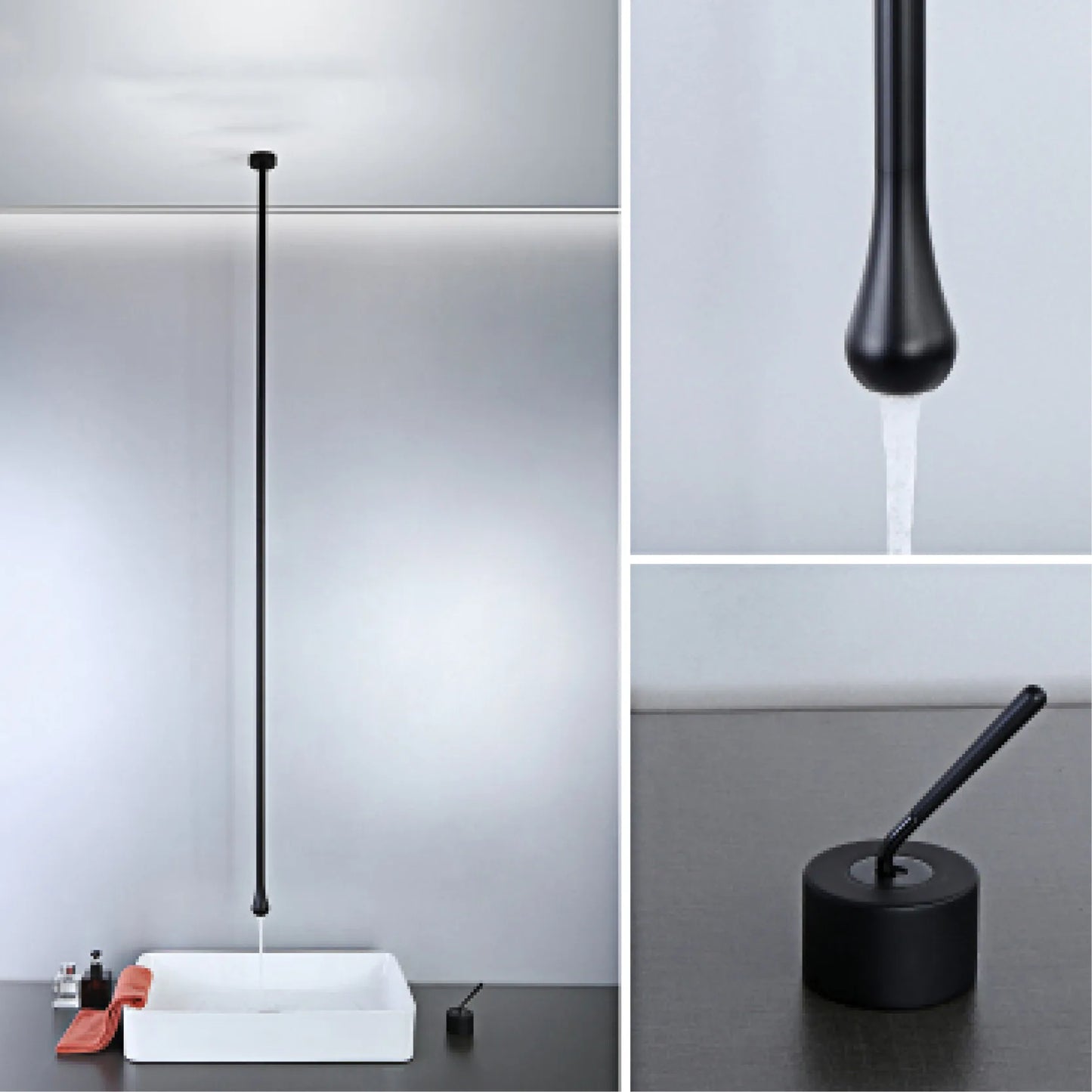 Luxuriöser Badezimmer-Wasserhahn aus gebürstetem Goldmessing im Deckendesign mit doppelter Steuerung von Hot & Cold-Waschtischarmaturen. Einfacher und anpassbarer Wasserhahn