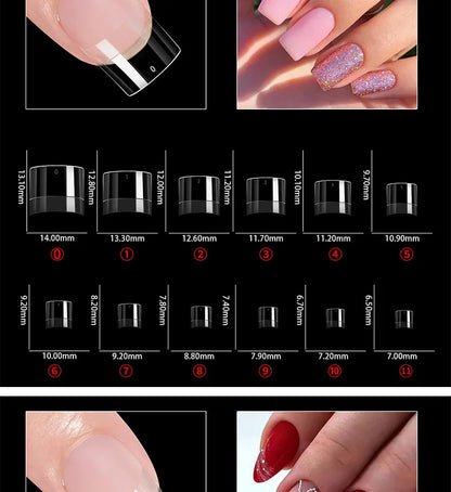 120-600Pcs False Nail Tips Soft Gel Fingertip Semi-matte Square French Coffin Full Half Cover Artificial Fake Nails Extension.