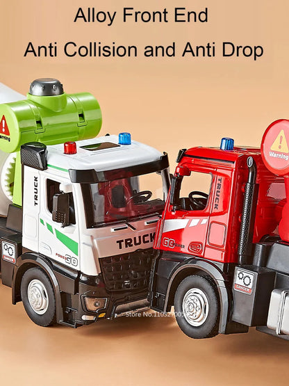 1/24 Electric Mixer Truck Toys Model Car Alloy Diecast Engineering Vehicles Doors Opened Sound Light Pull Back Toy Gift for Kids.