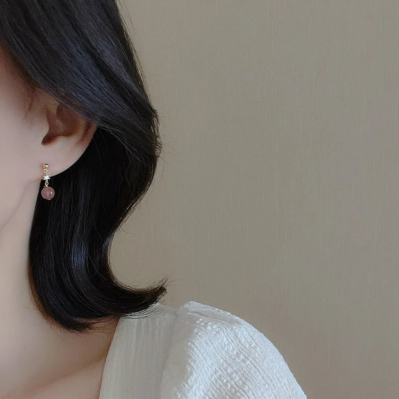 Korean Cute Ear Piercing Water Drop Earrings for Women Crystal Short Tassel Hypoallergenic Female Earrings Party Jewelry Brincos.