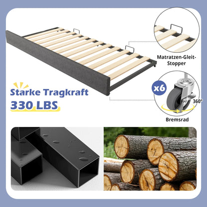 Gepolstertes Tagesbett 90x190cm, Tagesbett Schlafsofa mit ausziehbarem Bett 90x190cm, Kinderbett mit Gitter ohne Matratze