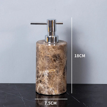 Emperador Badezimmer-Set aus dunklem Naturmarmor, braun, luxuriöser Zahnbürstenhalter, Seifenschale, Seifenspender, Badezimmer-Accessoires