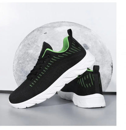 Men's Trendy Lace Up Knit Sneakers Casual Outdoor Athletic Running Walking Gym Shoes.