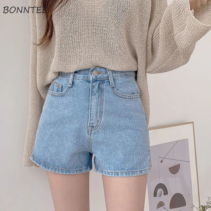 Shorts Women Summer Breathable XS-3XL Solid Simple All-match 3 Colors Girls Cute High Waist Fashion Ulzzang Streetwear Denim.