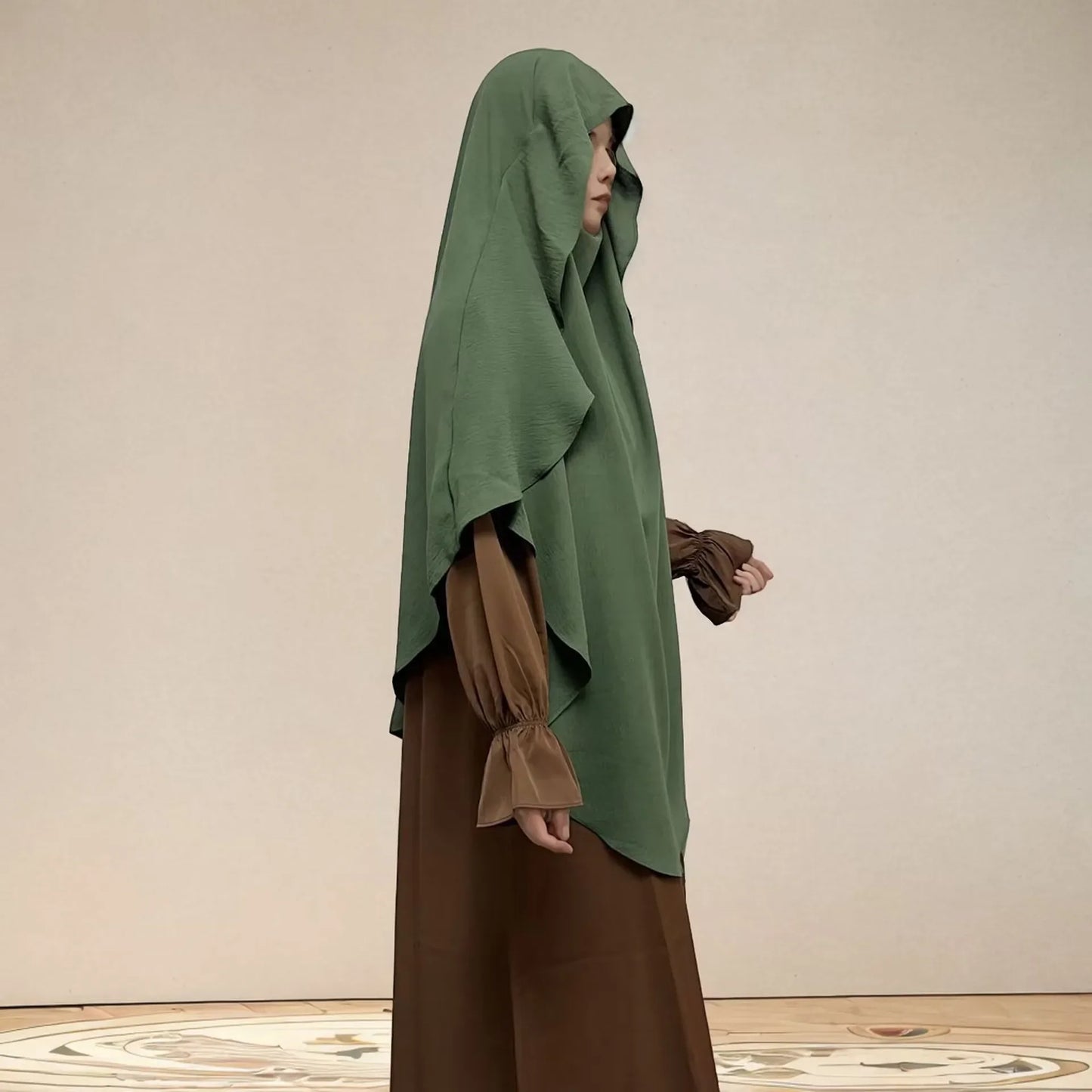 2025 Summer Muslim Women's Hijabs Traditional Soft Plain Scarf Khimar One Layer Stretch Soft Split Traditional Zip Chador.