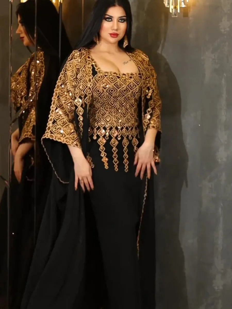 Neue muslimische Roben aus dem Nahen Osten, zweiteiliges Set, (Abaya), neue Mode für Damen, bestickte Spitze, Chiffon, muslimische Roben, Dubai und Türkei.