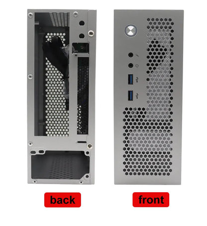 HTPC Computer Case Mini ITX Gaming PC Chassis Desktop Chassis USB3.0 Computer Case Home Computer Case Black and Silver.