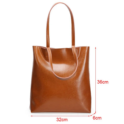 Cow Leather Bag Ladies Genuine Leather Handbags Big Women Bag Large Vintage Female 2023 Office Hand Shoulder Bags For Women Tote.