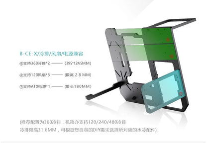 Bykski ATX Open Frame Panoramic Viewing Gaming Computer Case DIY Full Aluminum Water-Cooled Chassis B-CE-X.