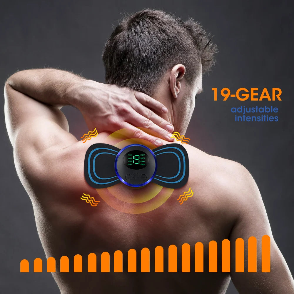 Electric Neck Massager EMS Muscle Massage Stimulator Low Frequency Instrument Back Cervical Calf Patches Pain Joints Mini Device.