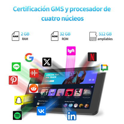 PRITOM 7 Inch Tablet PC 32 GB Android 11 with Quad Core Processor HD IPS Display Dual Camera WiFi with PU Protective Case.