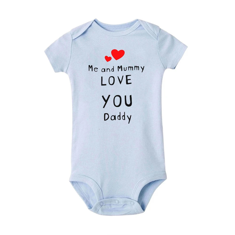 Ich und Mama Love You Daddy Baby Jungen Mädchen Overall Neugeborenes Baby Kleinkind Kleidung Kurzarm Body Valentinstag Geschenke.