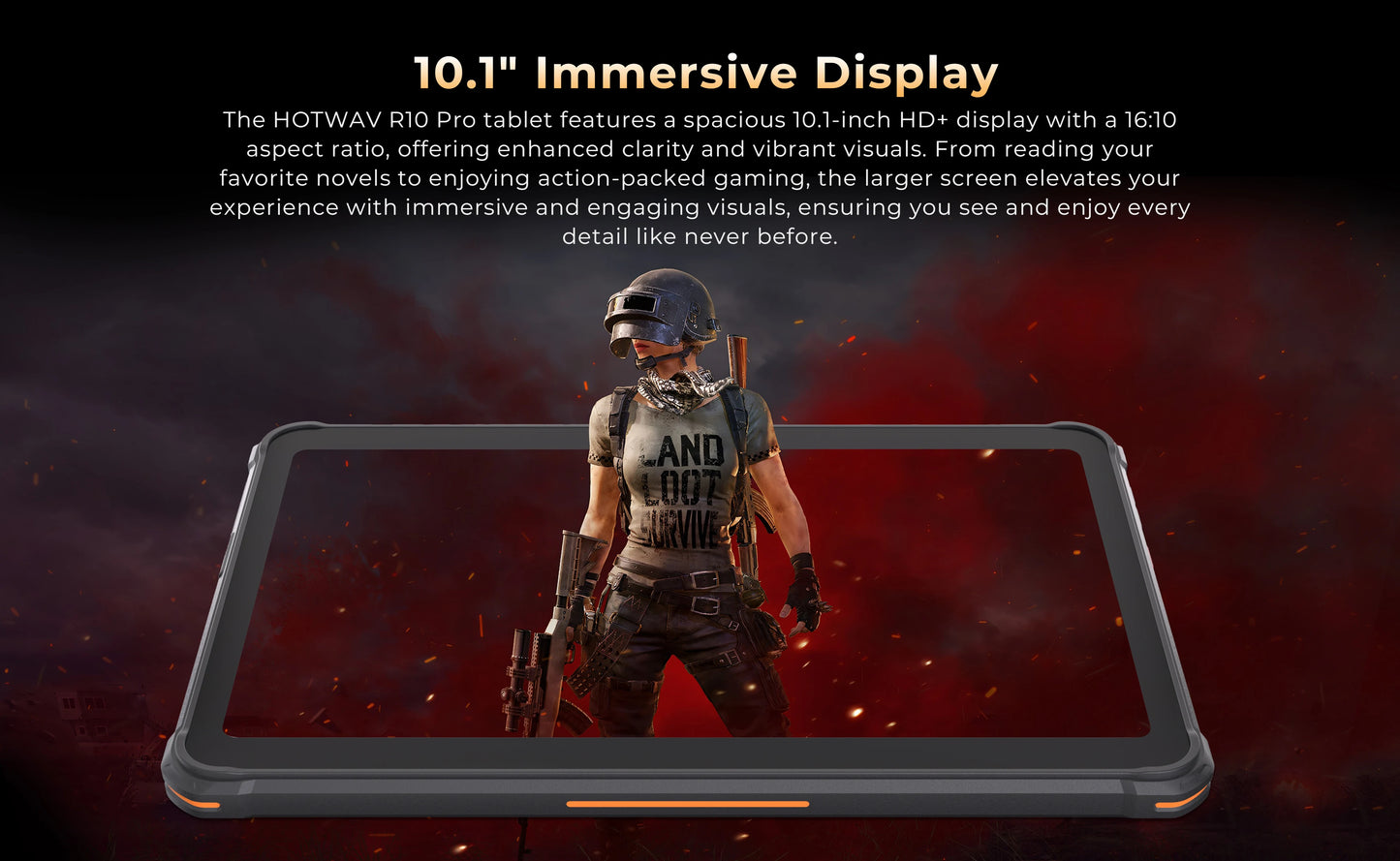 HOTWAV R10 Pro Rugged Tablet Android 14 10.1'' HD+ 13MP Camera Pad 10800mAh Battery 8GB 256GB 8-core OTG Charging Tablet PC.