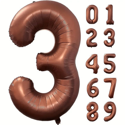 40inch Foil Brown Number Balloon Number Balloon 0-9 Birthday Wedding Party Decoration Supplies Happy Holidays Baby Shower Gifts