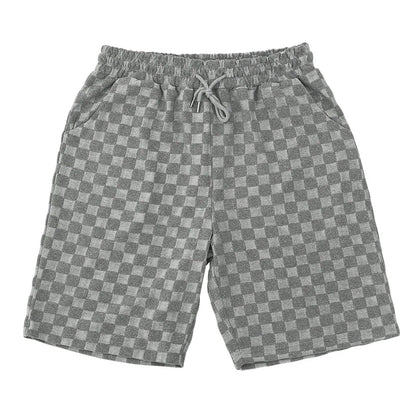 European and American Oversized Fashion Brand Men's Summer New Chessboard Plaid Loose Sports and Leisure Two-Piece Set