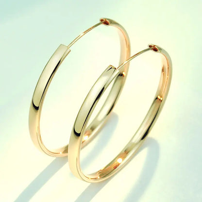 Senlissi - New 18K Gold Plated Hoop Earrings For Women 925 Sterling Silver  3.0mm Fashion Earring Cерьги Kольца 3/4/5/6/7CM.