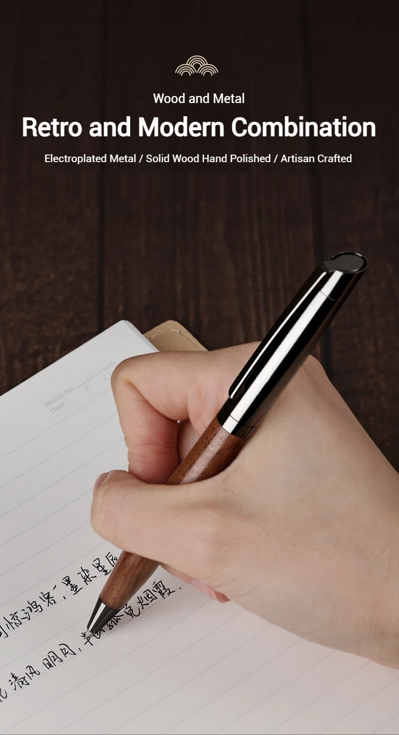 Luxuriöser Kugelschreiber aus Holz und Metall, mittlere Spitze, für Geschäftsbüros, Schule, Büromaterial.
