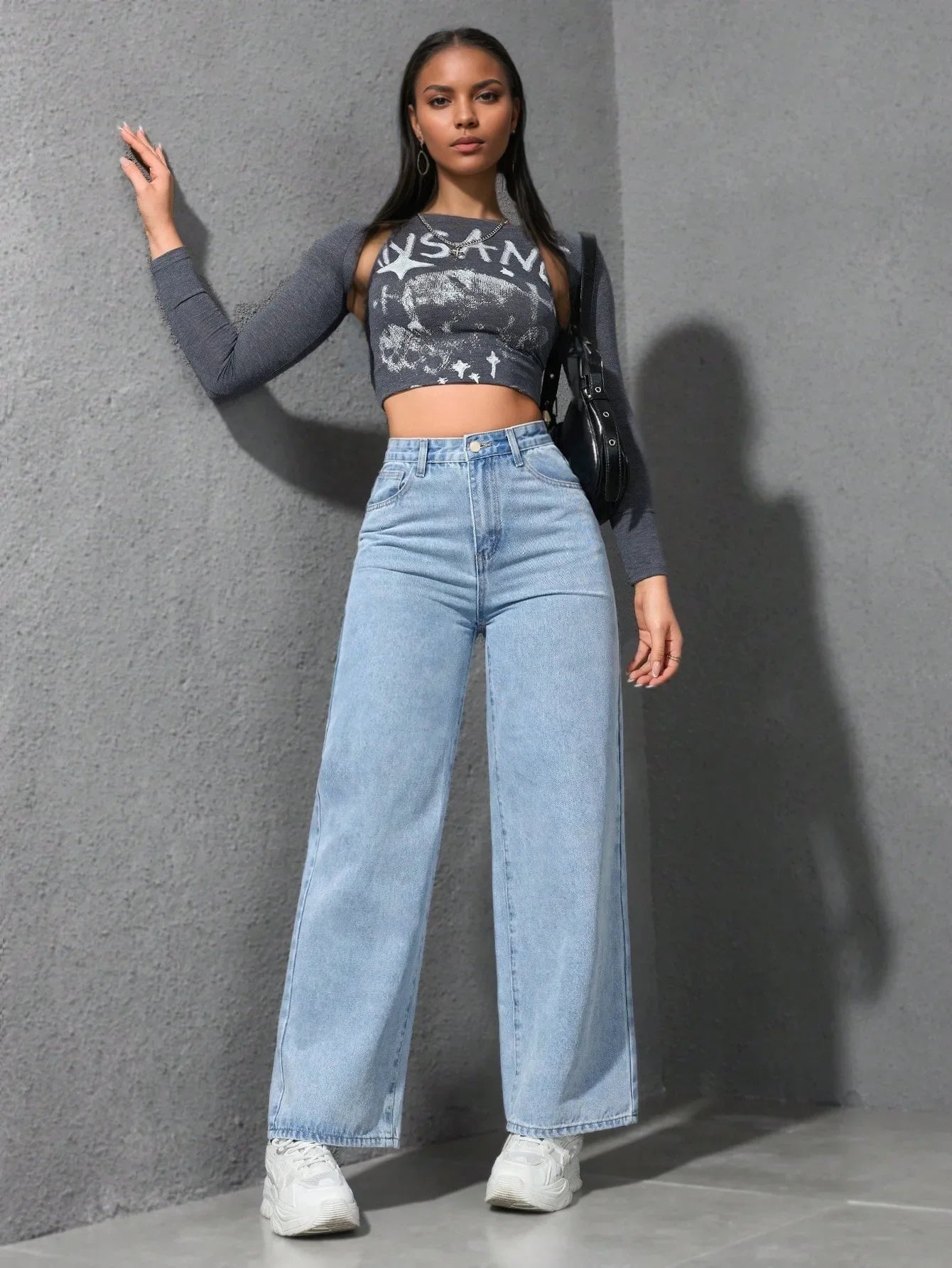 Jeans Women Denim Pant Wide Leg Pants Denims High Waist Washed Distressed Basics Straight Trousers 2025 Streetwear Floor Length.