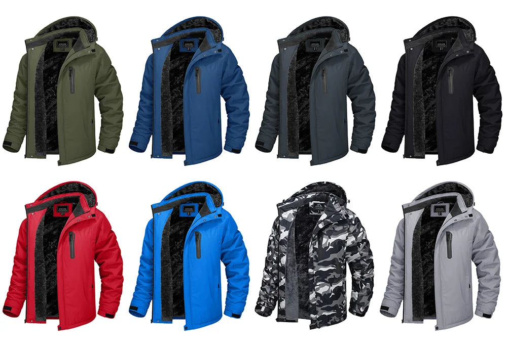 TACVASEN Winter Thicken Fleece Jacket Mens Waterproof Hiking Skiing Jackets Outdoor Mountain Trekking Windbreaker Parka Male.