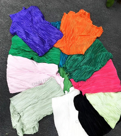 2024 Spring Autumn Women's New Solid Color Button Shirt Long Sleeve Drop Feel Loose Soft Wrinkle Casual Two Piece Set.