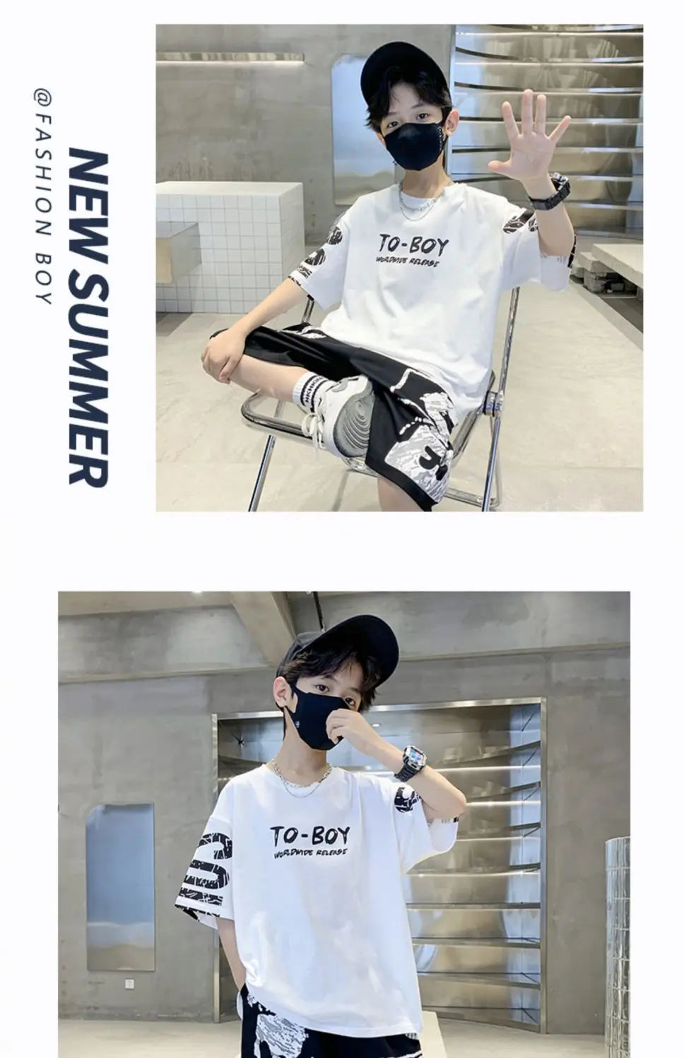 Boys Summer Trendy Casual Sports 2pcs T-shirts+Pants Suits 3-14 Years Teenage Boys Hip Hop Style Fashion Outfits Clothes Sets.