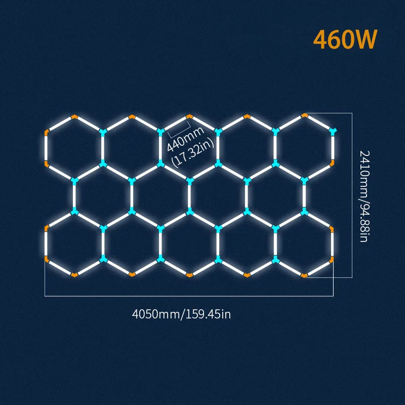 LED Honeycomb Lamp Barbershop Light Hexagon Lights Lamp AC85-265V Led Tube Ceiling Lighting For Car Detailing Workshop
