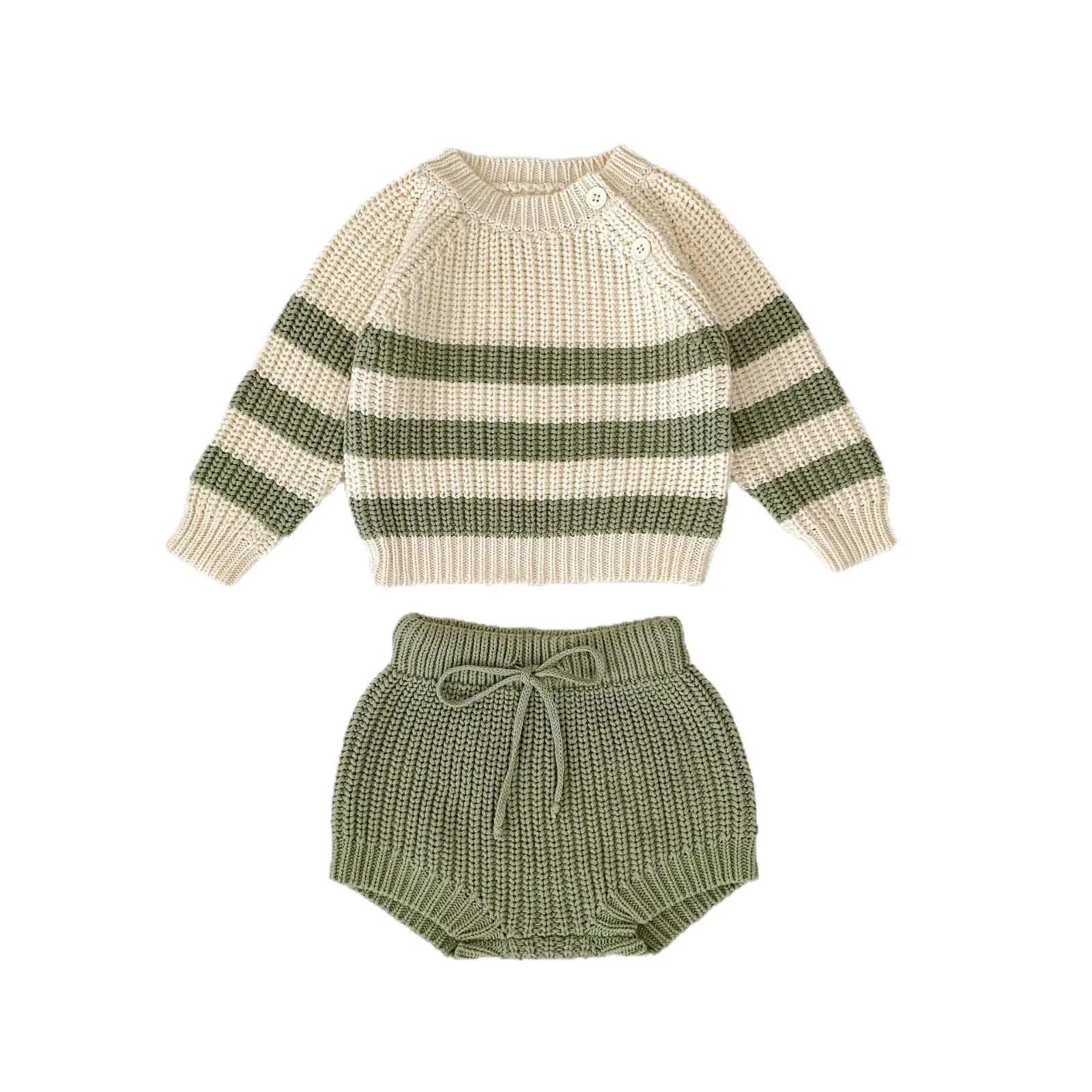 Baby-Pullover für Herren und Damen, neue Herbst-Stile für Säuglinge und Kleinkinder, gestreifte Strickoberteile und Hosen-Sets.