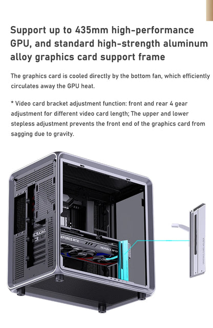 JONSBO BO400 ATX Desktop Case Aluminum Side View Sea View Room Chassis Supports 360 Water-cooled 10 Fan Positions.