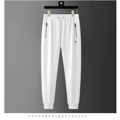 Minglu Spring Autumn Men's Sets Luxury Bee Printed Zipper Sweatshirt Solid Color Leisure Sports Elastic Wasit Pants Man Suits.