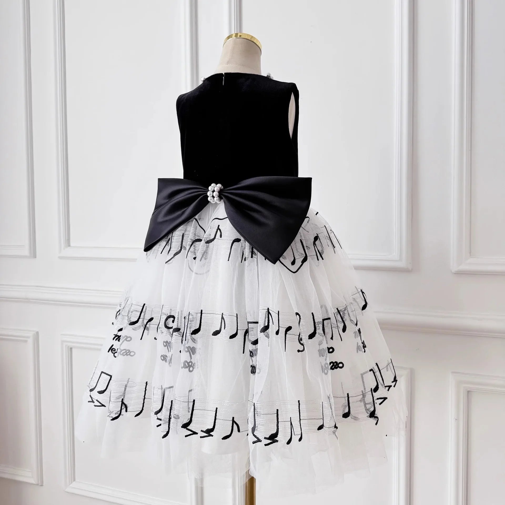 Gesticktes Tüllkleid für schwarze Mädchen, Perlenklavier, Performance-Kleid, Bühnenausstattung, Outfits, Sommer, Blumenspitze, formelle Kostümkleidung.