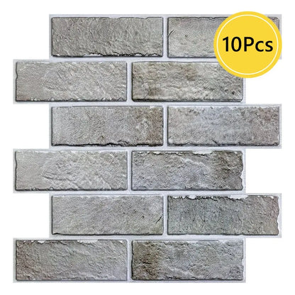 10pcs 3D Faux Brick Wall Sticker, Self-adhesive Wall Panels for Kitchen Backsplash, Bedroom, Living Room Decor, 30 x 30cm